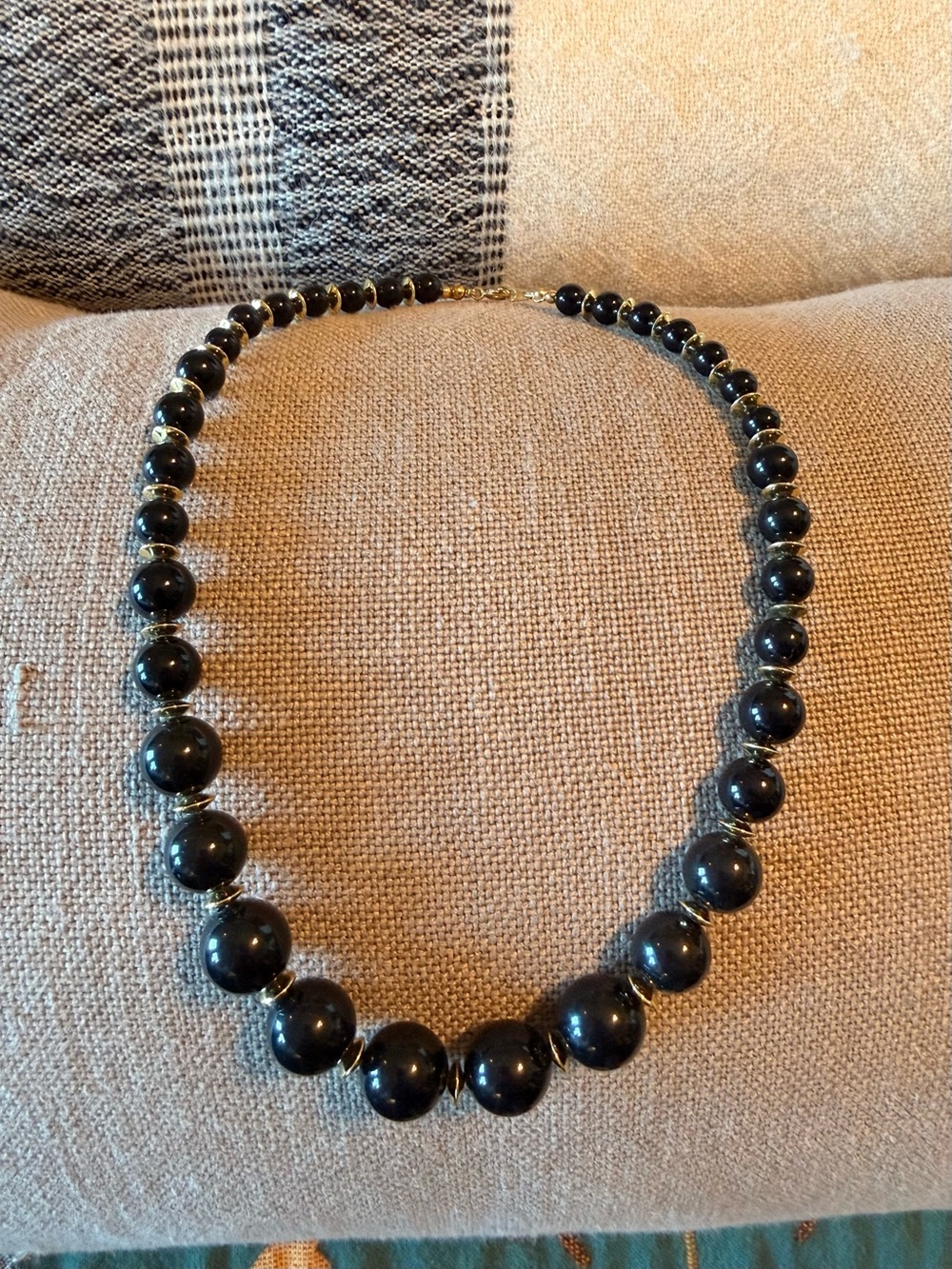 Vintage Black Bead Necklace by